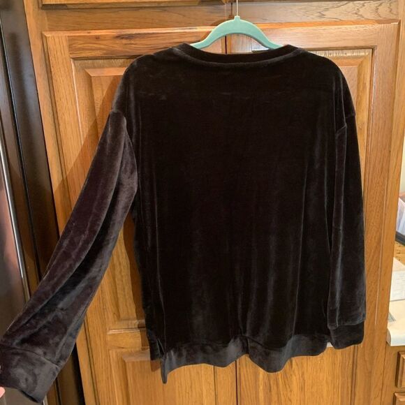 Black Sweatshirt with lace up tie neckline- Size M - Picture 2 of 4